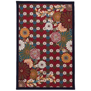 گلیم ماشینی یک و نیم متری دنیای فرش طرح گلسان کد 414