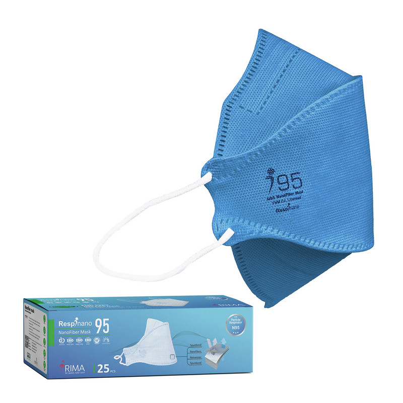 ماسک تنفسی ریما مدل سه بعدی N95 نانو کد Blue-F95 بسته 25 عددی