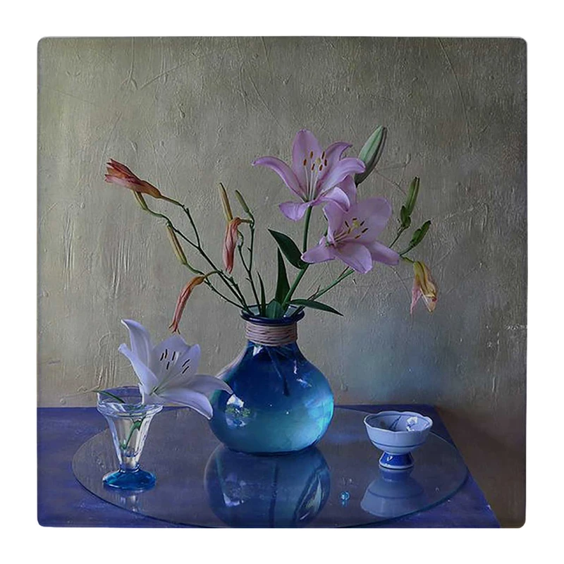 زیر لیوانی  طرح گلدان بلوری و گل کد    4818887_3664