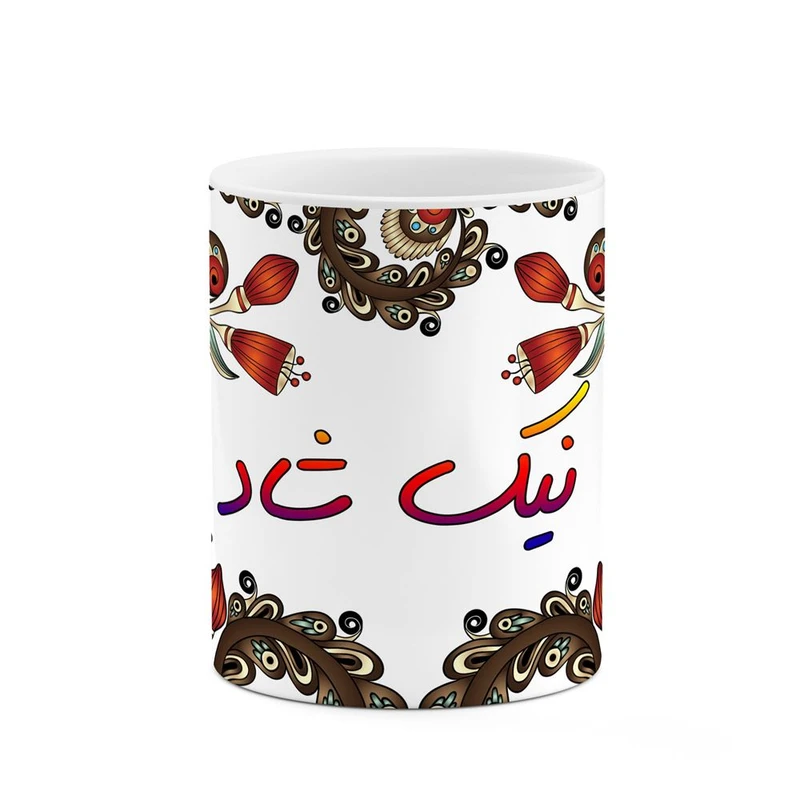 ماگ کاکتی مدل اسم نیک_شاد طرح سنتی گل و بته کد mgh48148