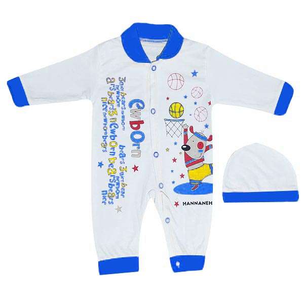 ست سرهمی و کلاه نوزادی مدل Basketball کد Ab1