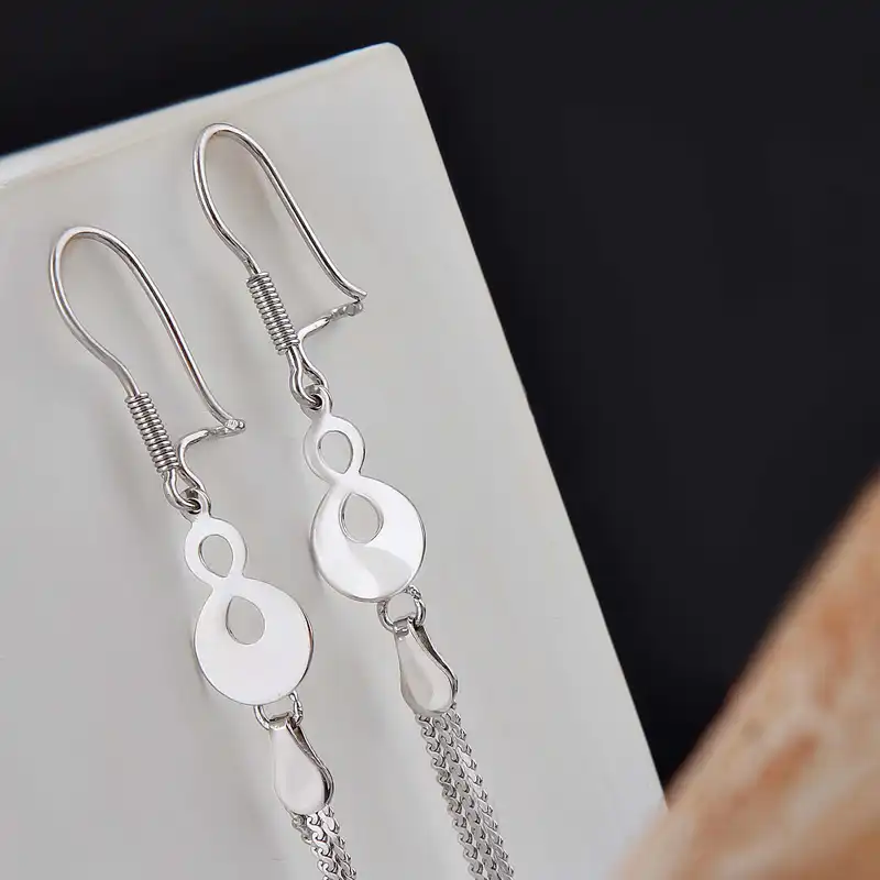 گوشواره نقره زنانه بازرگانی میلادی مدل اویزی مدرن مینیمال ابکاری رادیوم کد GZN_370