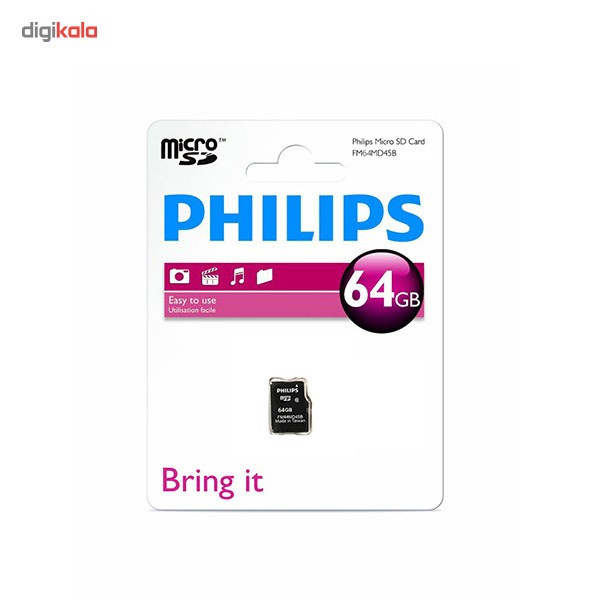 کارت حافظه microSD فیلیپس مدل FM64MD45B کلاس 10 ظرفیت 64 گیگابایت