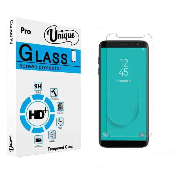 محافظ صفحه نمایش شیشه ای يونيک مدل +Clear مناسب برای گوشی موبایل سامسونگ Galaxy J6 Plus