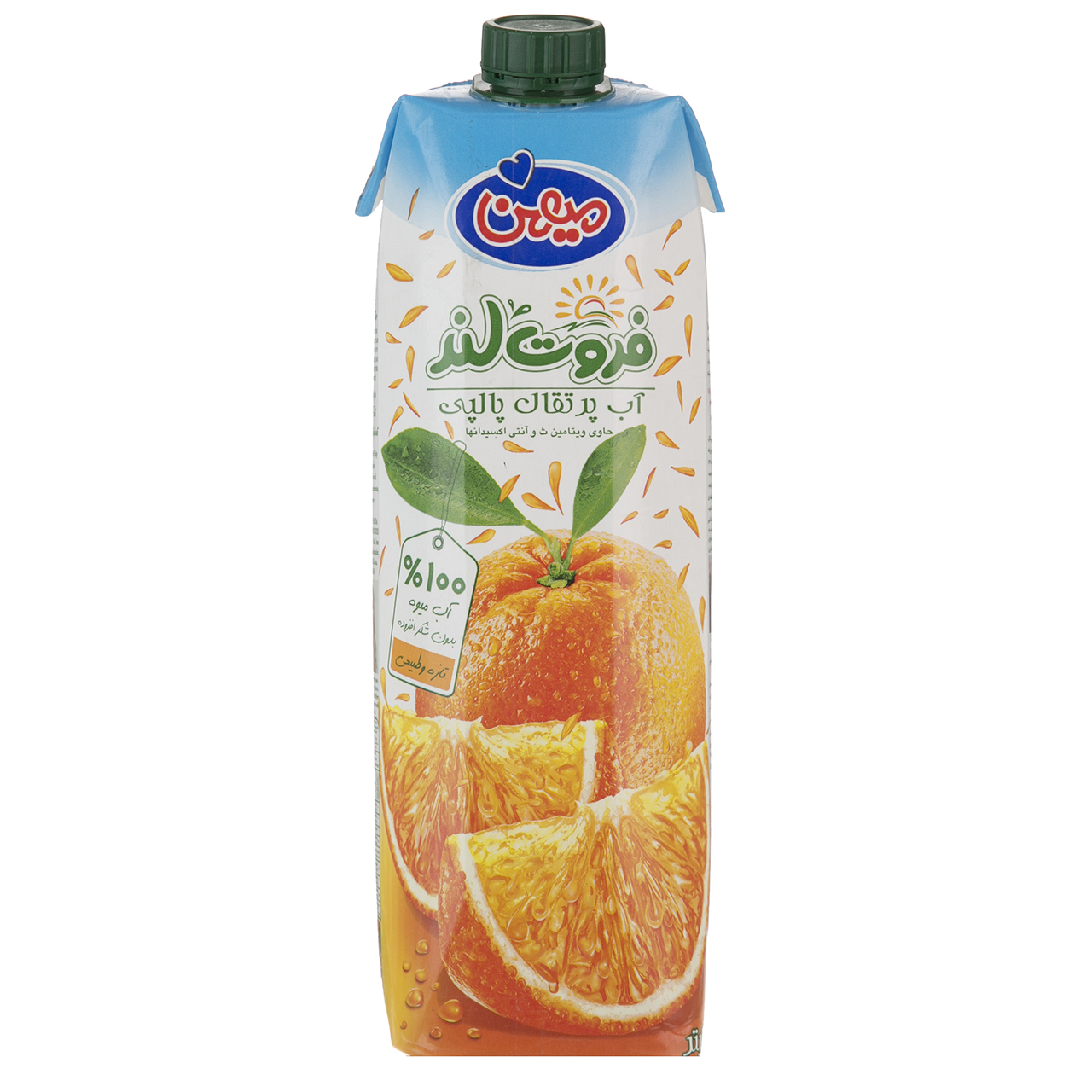 آب میوه پرتقال پالپی میهن حجم 1 لیتر