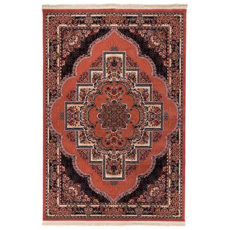 گبه ماشینی دنیای فرش کد 546G زمینه گلبهی