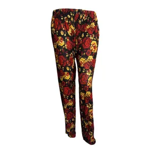 شلوار زنانه طرح گل رز رنگ قرمز