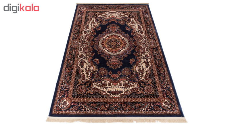 گبه ماشینی دنیای فرش کد 545B زمینه آبی کاربنی