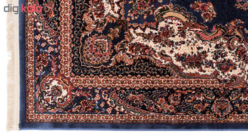 گبه ماشینی دنیای فرش کد 545B زمینه آبی کاربنی