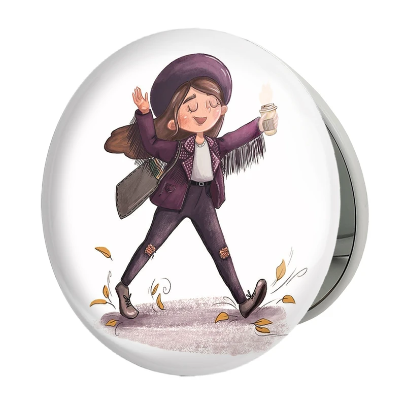 آینه جیبی خندالو طرح دختر مدل تاشو کد 5539 