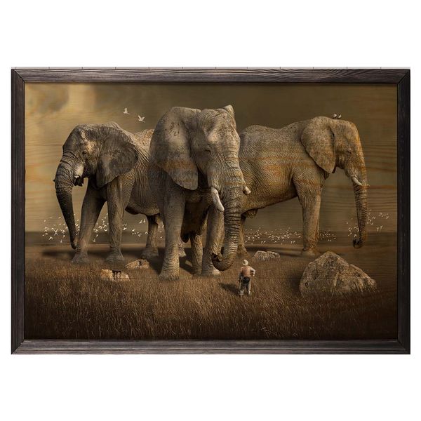 تابلو چوب آتینو مدل Elephants تابلو چوب آتینو مدل Elephants