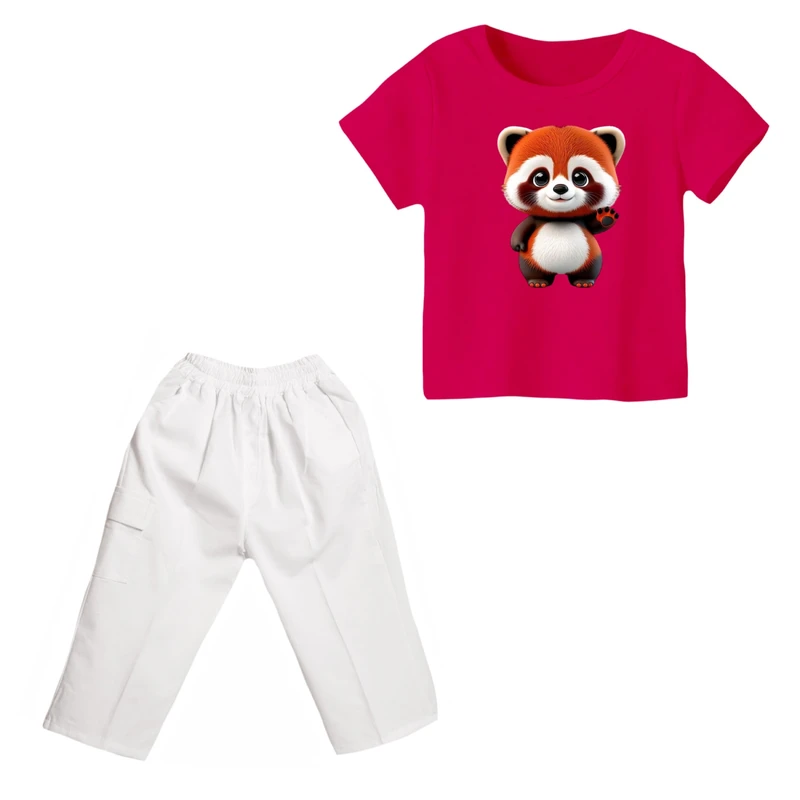 ست تی شرت و شلوارک دخترانه مدل روباه کد ۶