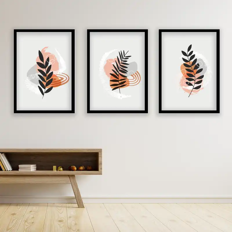 تابلو مدل مینیمال دکوراتیو کد LA-G3075 مجموعه 3 عددی