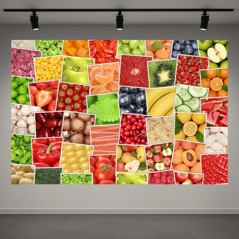 پوستر پارچه ای طرح مخمل میوه ها مدل رنگارنگ کد PD1311541