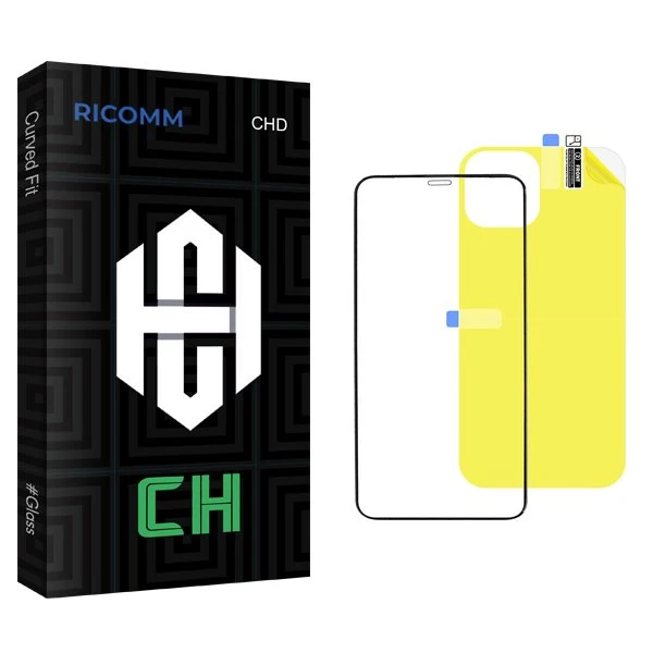 محافظ صفحه نمایش شیشه ای ریکام مدل CH مناسب برای گوشی موبایل اپل iPhone 11  به همراه محافظ پشت گوشی