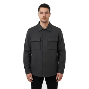 پیراهن آستین بلند یقه برگردان مردانه مدل فوتر دو جیب