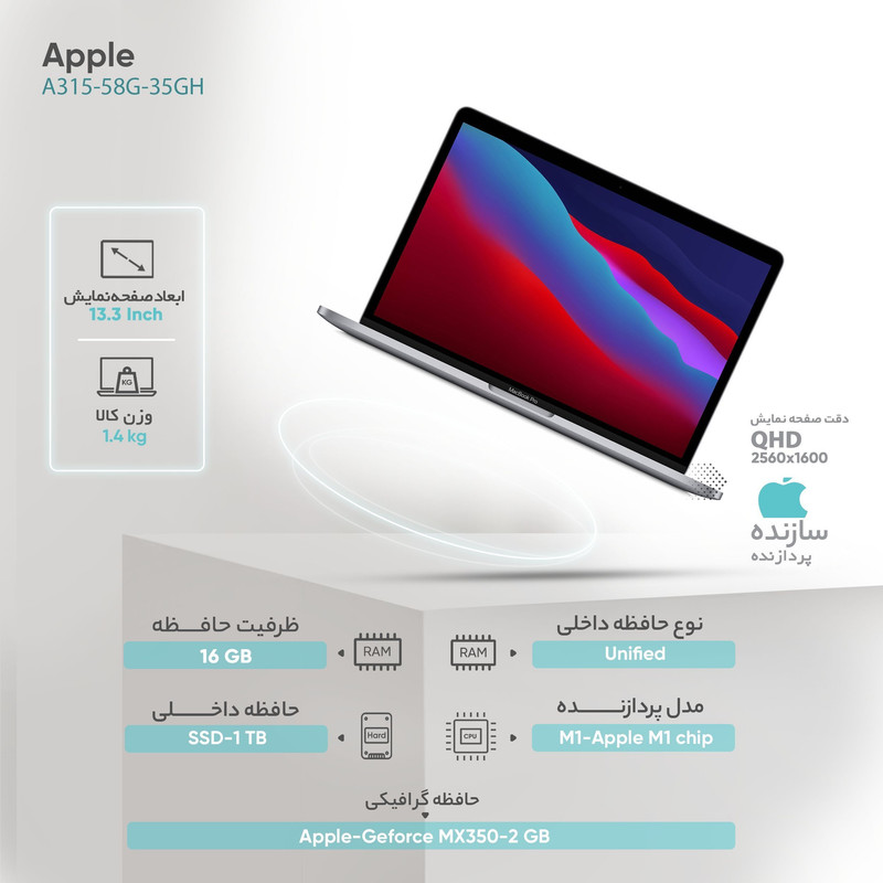 لپ تاپ 13.3 اینچی اپل مدل MacBook Pro Z11-B 2020