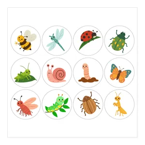 برچسب طرح دنیای حشرات مدل insect 1 بسته 12 عددی