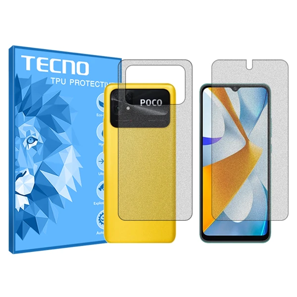 محافظ صفحه نمایش مات تکنو مدل HyMTT مناسب برای گوشی موبایل شیائومی Poco C40 به همراه محافظ پشت گوشی