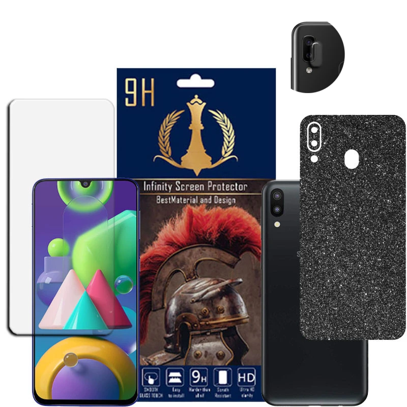  برچسب پوششی اینفینیتی مدل PRO MAX مناسب برای گوشی موبایل سامسونگ GALAXY M20 به همراه محافظ صفحه نمایش و محافظ لنز دوربین