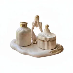 ست 4 تکه دکوری بتنی مدل رومیزی طرح خردمند