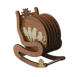 زیر لیوانی صدراباکس  مدل چند پرنده کد zl004seprnd مجموعه 6 عددی