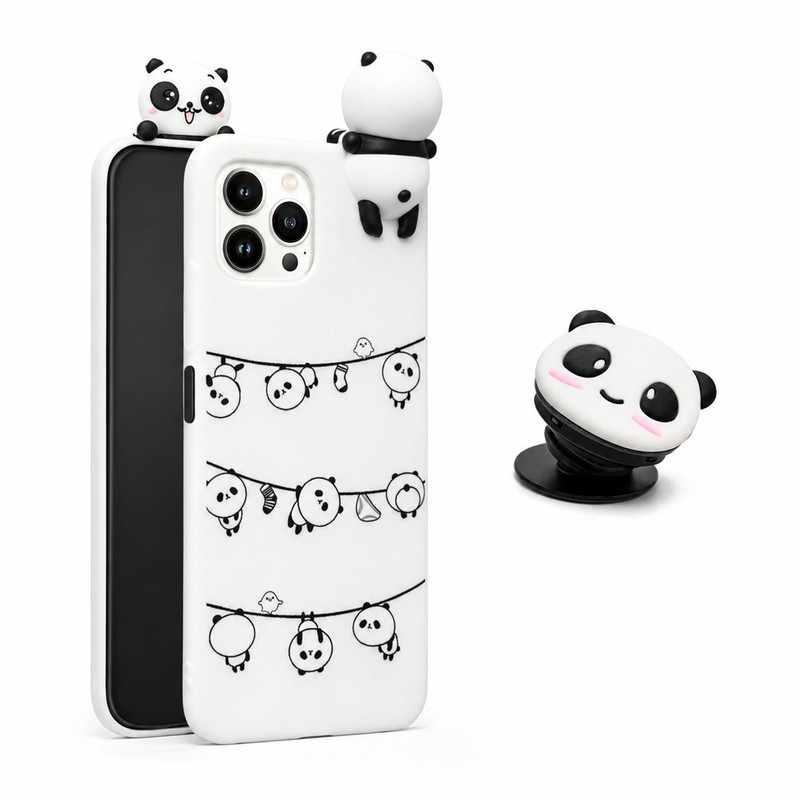 کاور طرح پاندا مدل Panda مناسب برای گوشی موبایل اپل iPhone 13 Pro به همراه پایه نگهدارنده