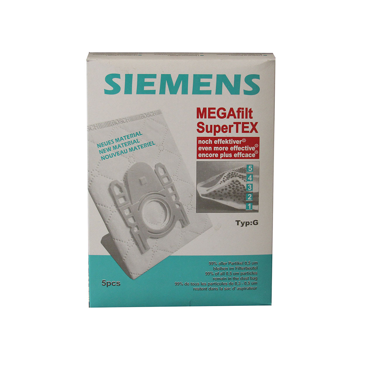 کیسه جاروبرقی زیمنس مدل Megafilt Super Tex بسته 5 عددی