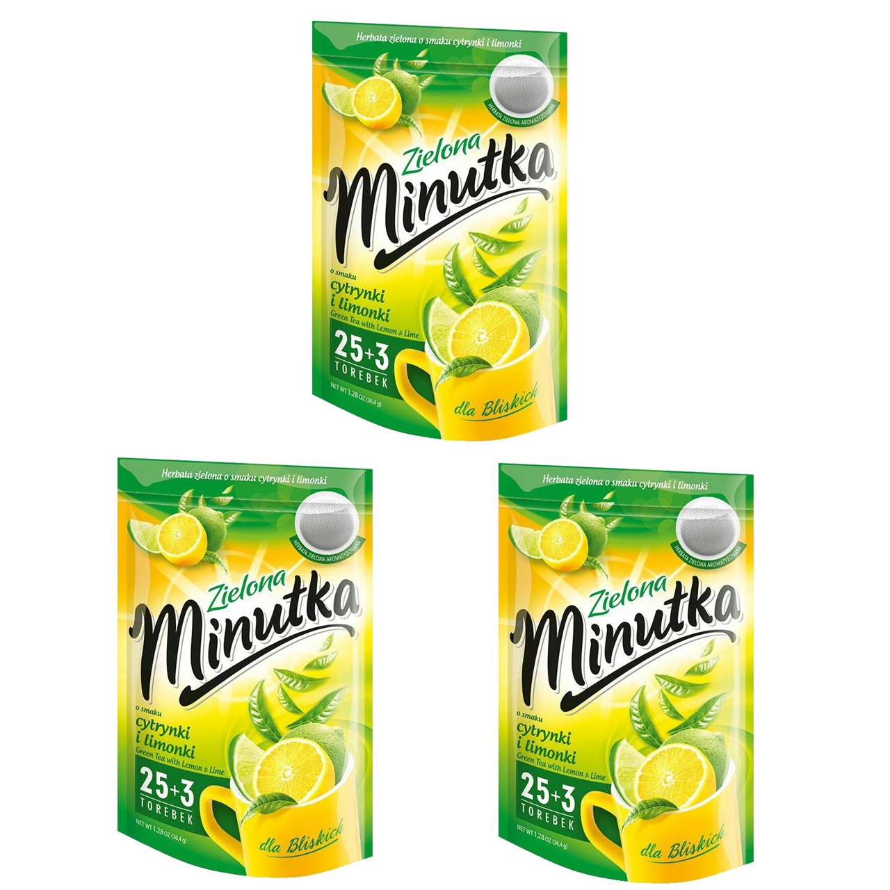 چای سبز مینوتکا مدل لیمو مجموعه 3 عددی مقدار 108 گرم