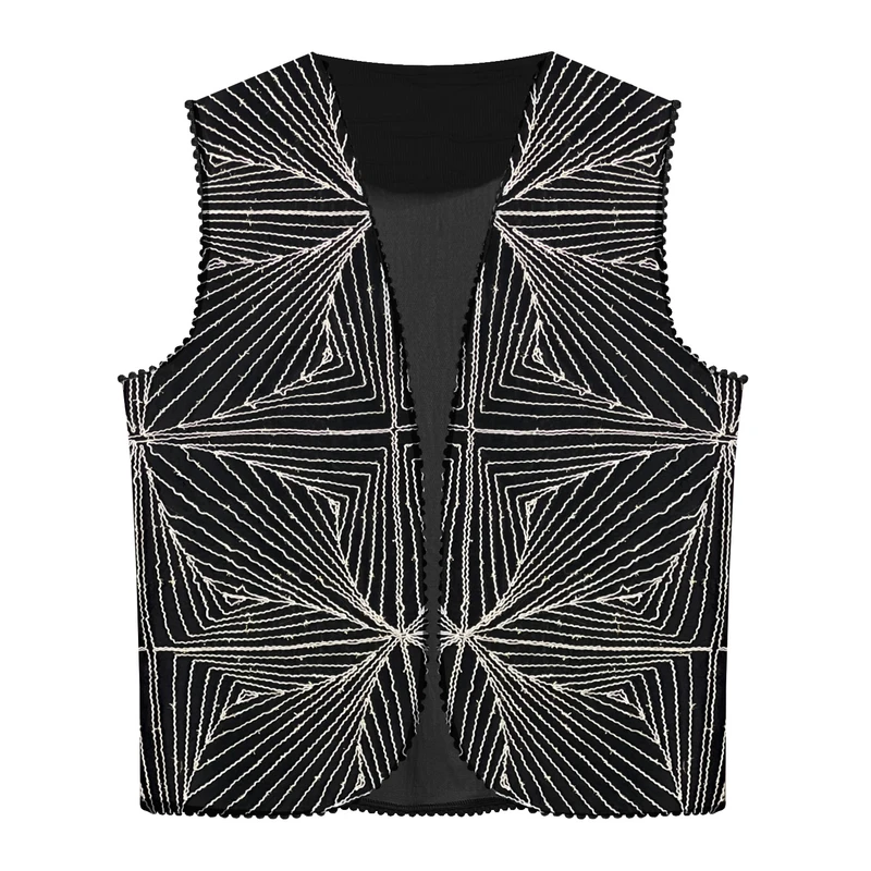 وست یقه هفت زنانه مدل کتان قیطان دوزی کد AK1528