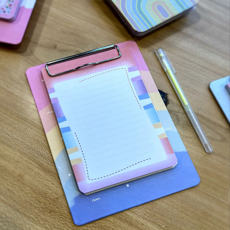 تخته شاسی سویل مدل چک لیست  طرح خوشحالی پاستلی کد 1207 سایز A5 به همراه کاغذ یادداشت