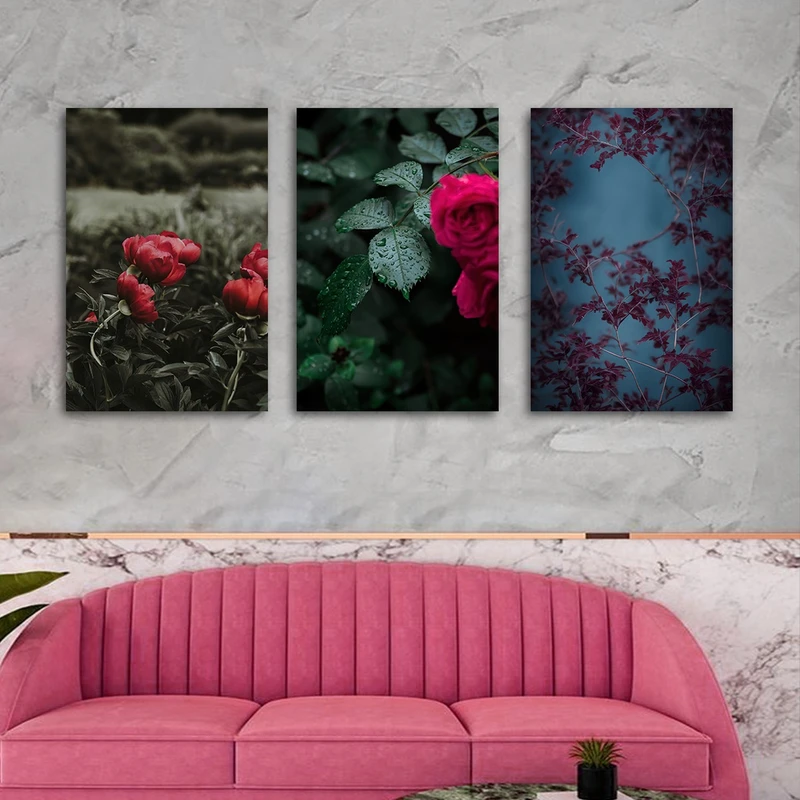 تابلو شاسی بکلیت طرح طبیعت و گل مدل SH-3008 مجموعه 3 عددی