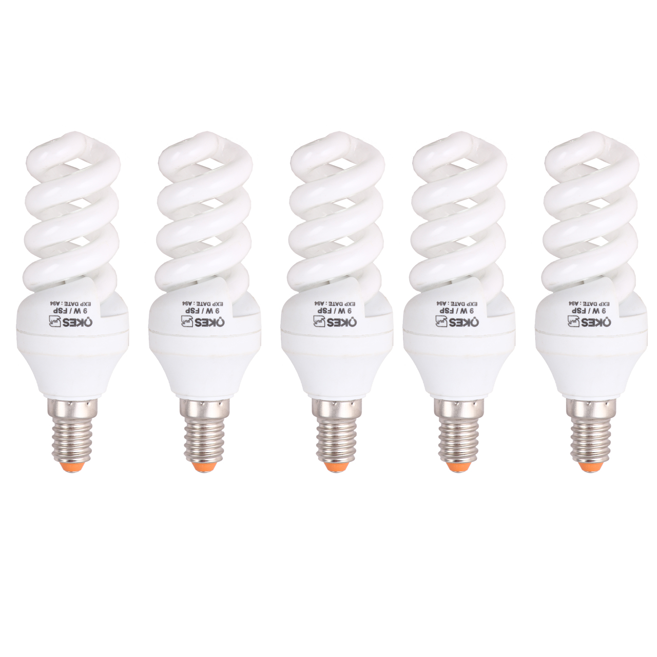 لامپ کم مصرف 9 وات سرپیچ شمعی اوکس مدل OKES-FSP-5X9W-E14 بسته 5 عددی