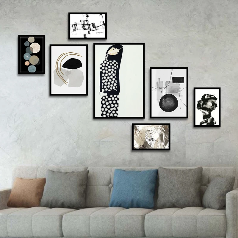 تابلو بکلیت طرح نقاشی مدرن مدل شاین اکلیلی B-1788 مجموعه 7 عددی