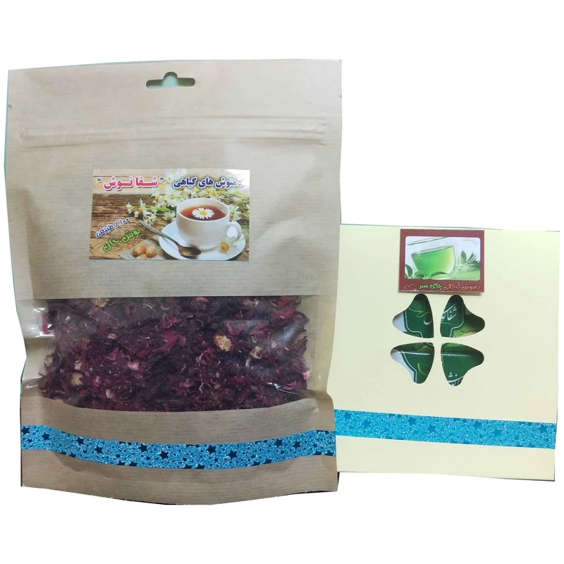 چای ترش میوه ای شفانوش بسته 50 گرمی به همراه یک بسته تی بگ هدیه 