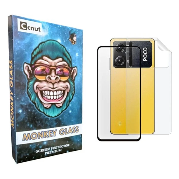 محافظ صفحه نمایش شیشه ای کوکونات مدل mnk مناسب برای گوشی موبایل شیائومی Poco X5 Pro  به همراه محافظ پشت گوشی