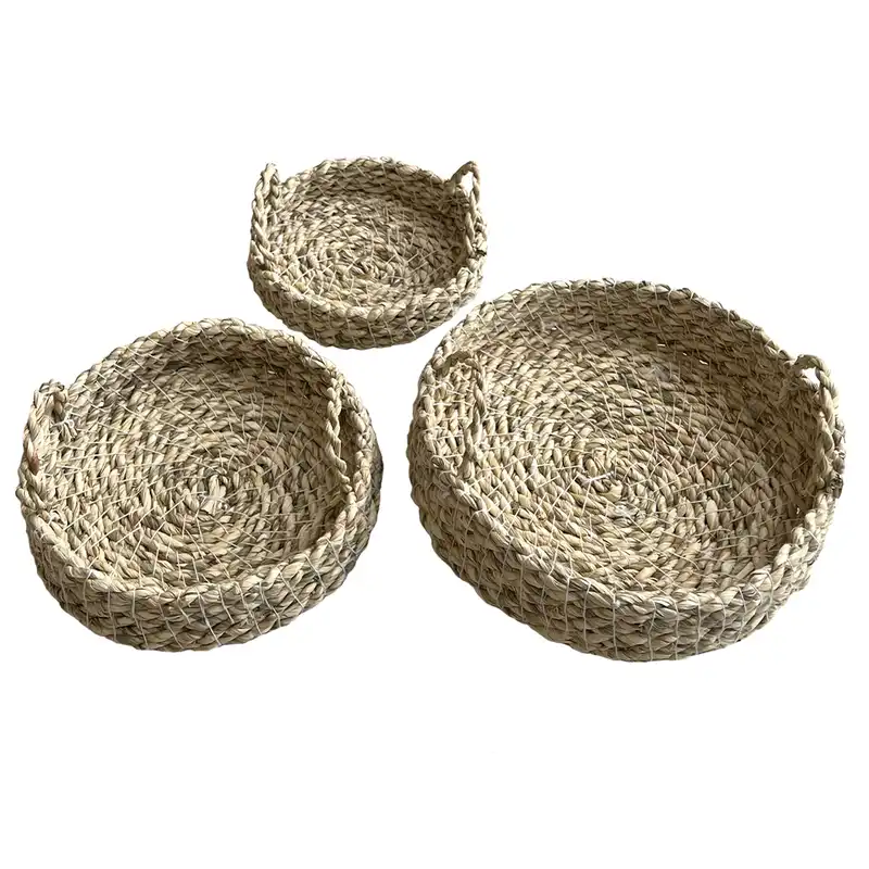 سبد حصیری مدل دستباف کد 10 مجموعه 3 عددی