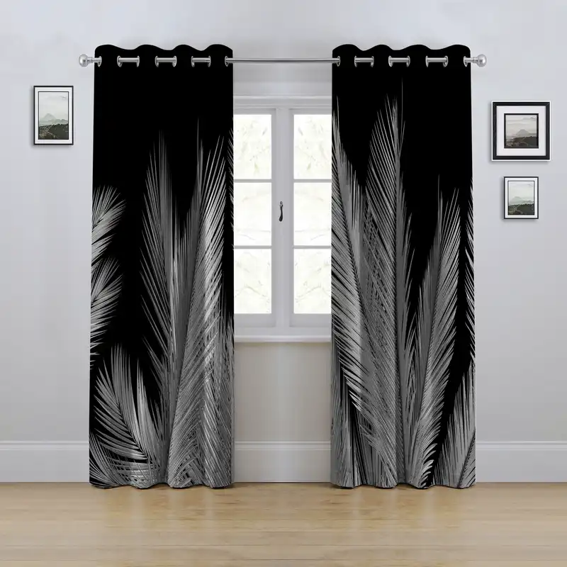 پرده مدل پانچی طرح برگ سایز 280x145 سانتی متر