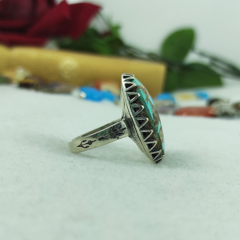 انگشتر نقره مردانه سلین کالا مدل فیروزه نیشابور طبیعی کد Pc1-25