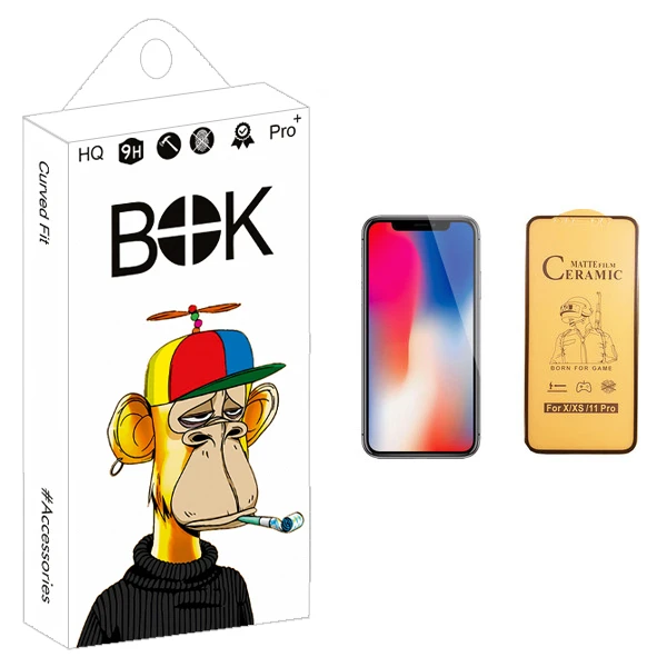 محافظ صفحه نمایش سرامیکی بوک مدل +HD مناسب برای گوشی موبایل اپل iPhone X