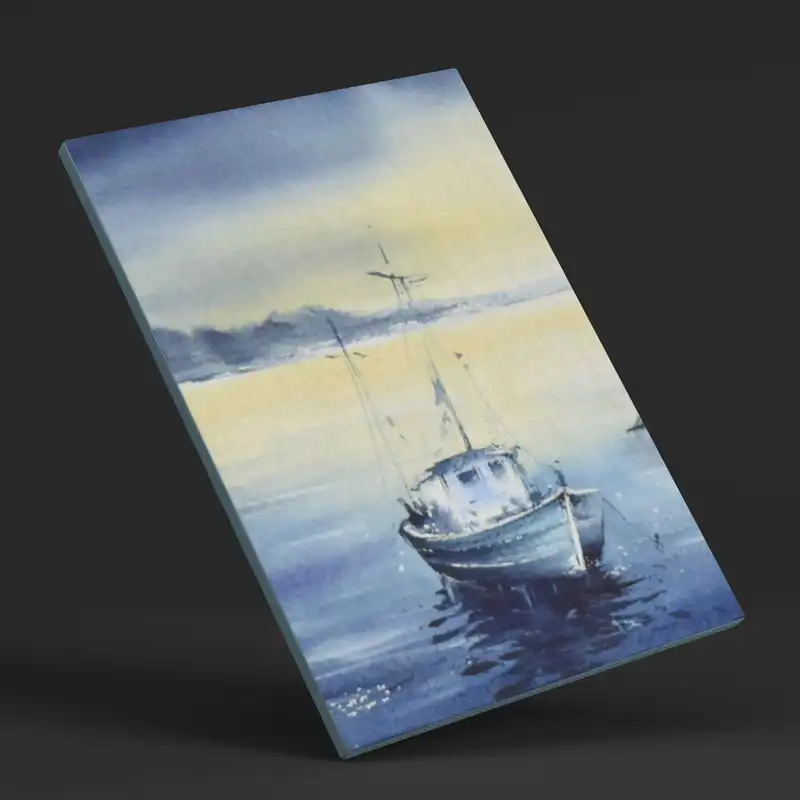 نقاشی آبرنگ طرح قایق روی آب کد 017