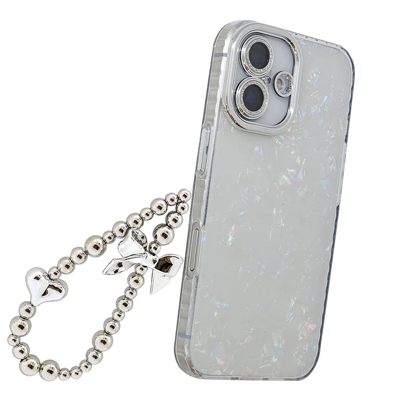 کاور مدل ماربل طرح لنز اکلیلی مناسب برای گوشی موبایل اپل iphone 16  به همراه بند آویز 