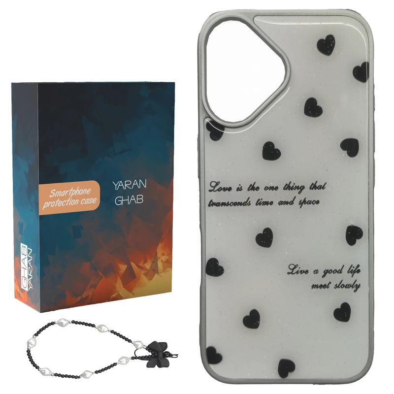 کاور قاب یاران مدل قلب مناسب برای گوشی موبایل اپل iPhone 16 به همراه بنداویز