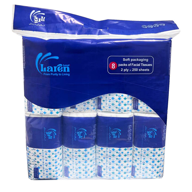 دستمال کاغذی 250 برگ دولایه لارنلند مدل اسپندار بسته 8 عددی