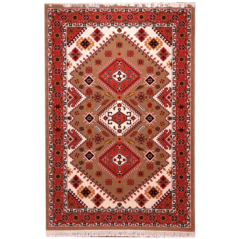 فرش ماشینی زمرد مشهد کد 266 زمینه بژ