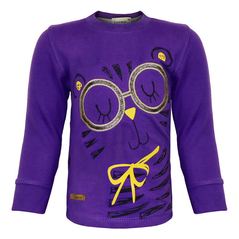 ست تی شرت و شلوار دخترانه مدل گربه عینکی رنگ بنفش ست تی شرت و شلوار دخترانه مدل گربه عینکی رنگ بنفش