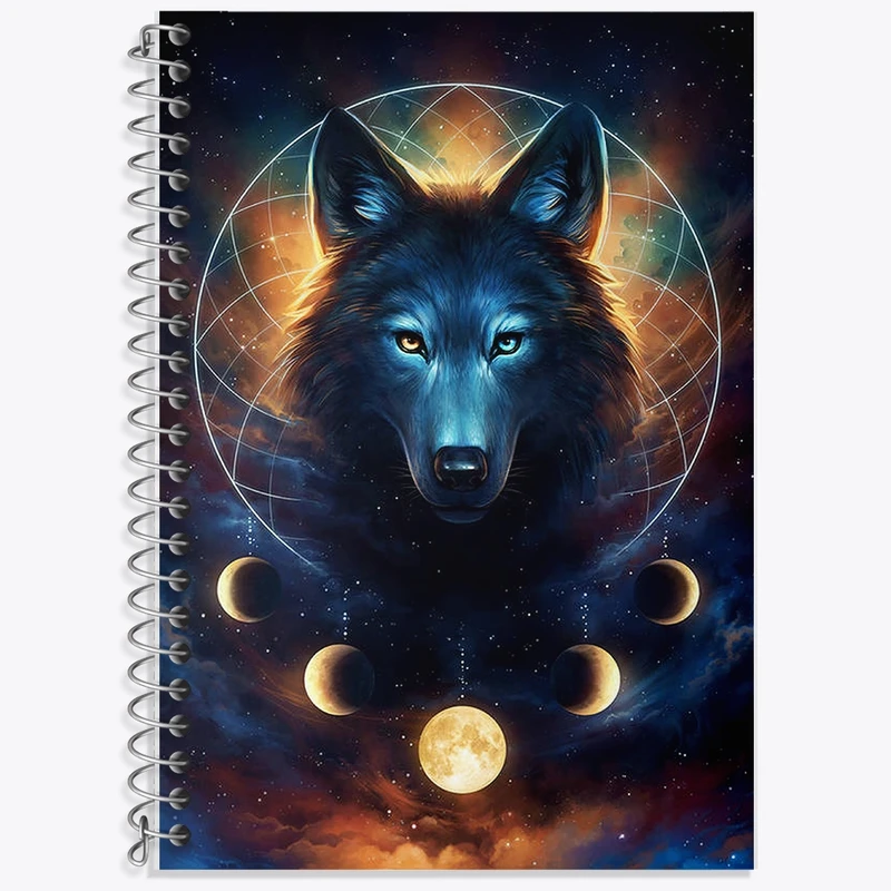 دفتر زبان 50 برگ خندالو مدل سه خط طرح گرگ و ماه کد F2084