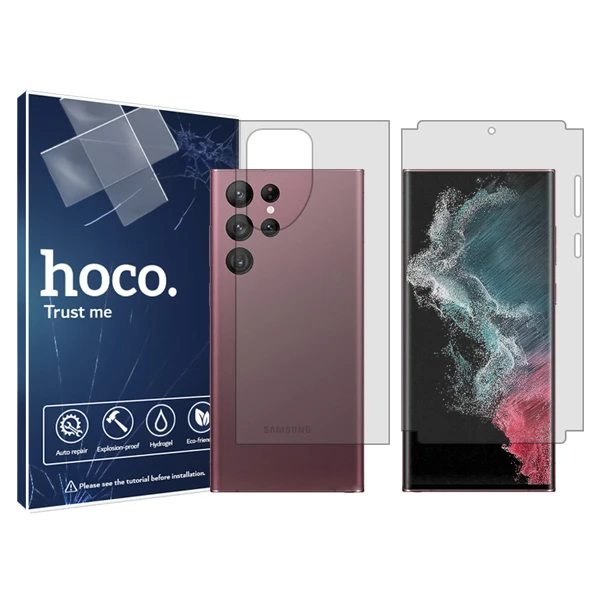 محافظ صفحه نمایش شفاف هوکو مدل HyGEL  مناسب برای گوشی موبایل سامسونگ Galaxy S22 Ultra 5G  به همراه محافظ پشت گوشی