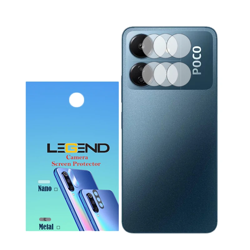 محافظ لنز دوربین لجند مدل نانوگلس مناسب برای گوشی موبایل شیائومی Poco C65 بسته 3 عددی