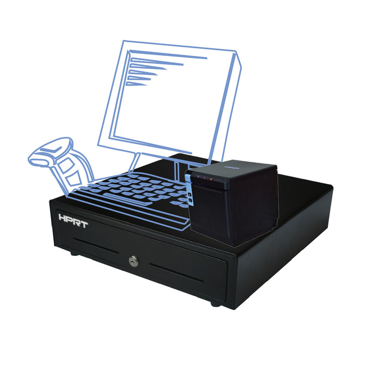 پرینتر حرارتی اچ پی آر تی مدل TP808 به همراه کشو پول HPRT مدل MK410